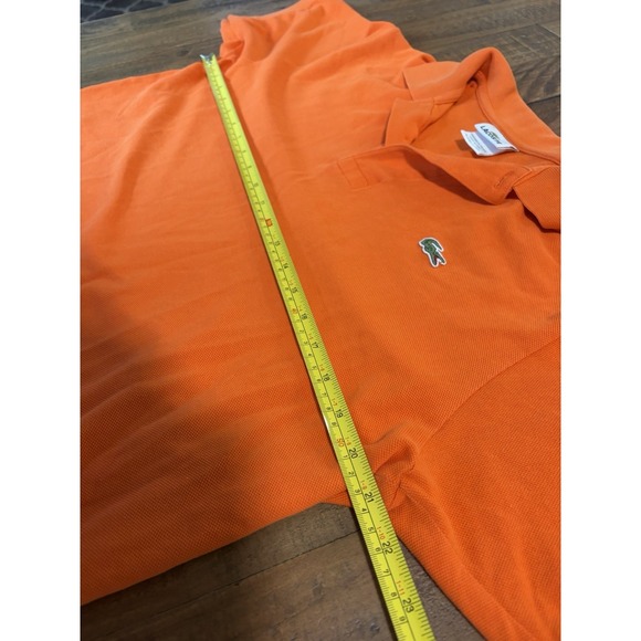 Lacoste Polo Shirt Mens Size 5 Large Orange Short Sleeve Classic Croc Cotton - Picture 3 of 9